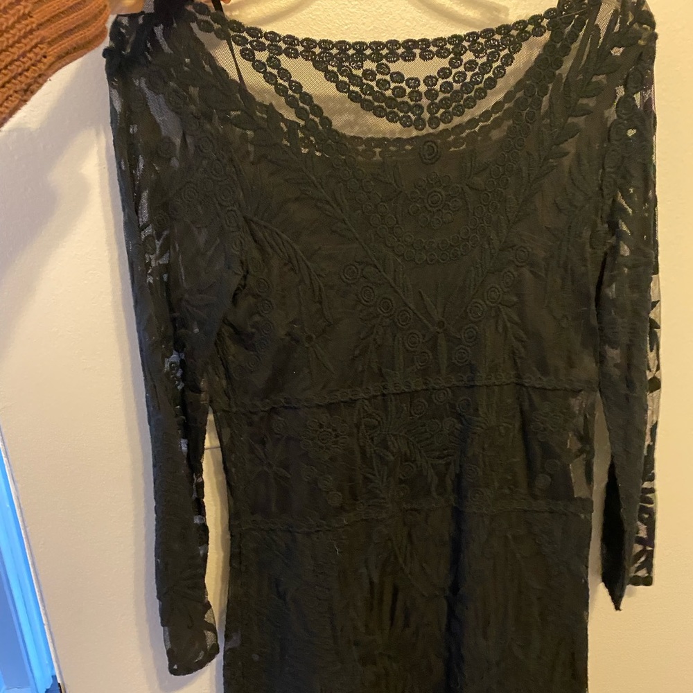 Express Black Lace Long Sleeve Mini Dress - Small